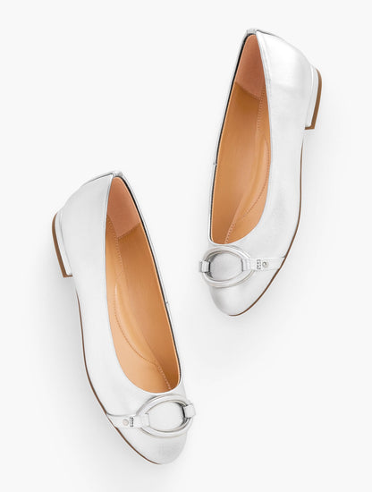 MADISON BUCKLE METALLIC NAPPA BALLET FLATS | Talbots