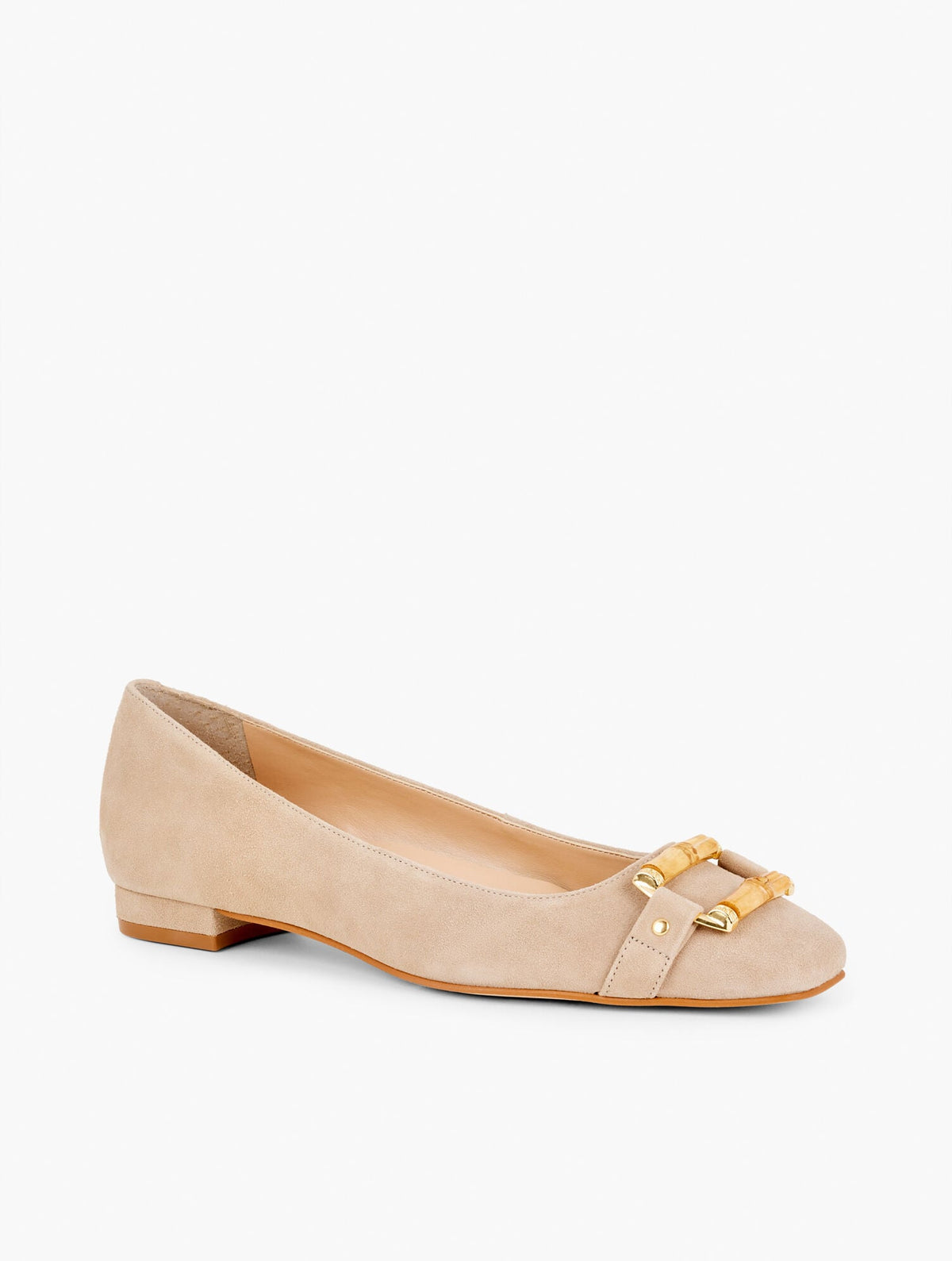 SUTTON BAMBOO BUCKLE SUEDE FLATS | Talbots