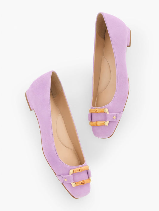 SUTTON BAMBOO BUCKLE SUEDE FLATS | Talbots