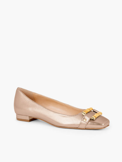 SUTTON BAMBOO BUCKLE METALLIC NAPPA FLATS | Talbots