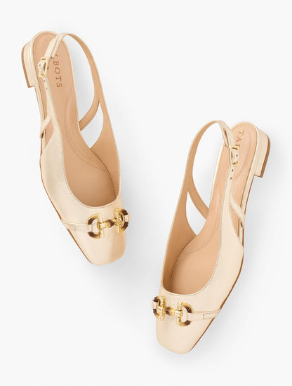 SUTTON LINK SLINGBACK METALLIC NAPPA FLATS | Talbots