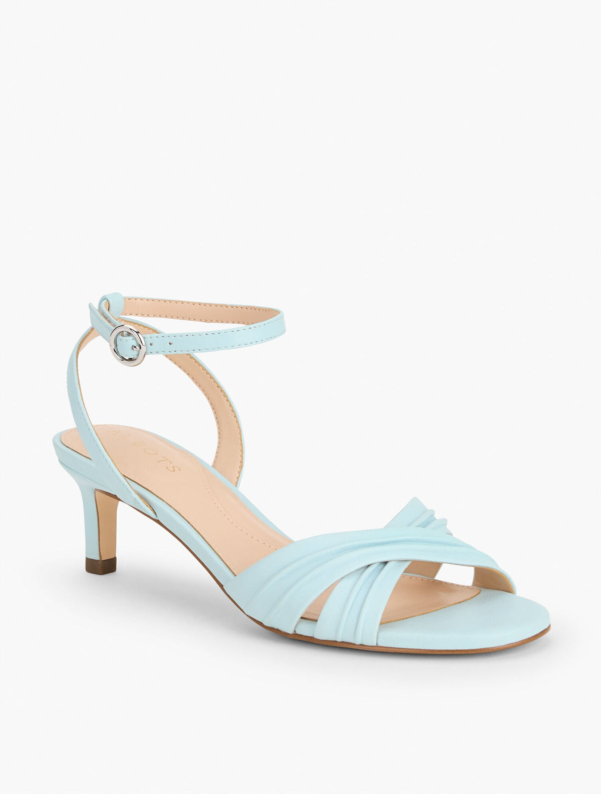 TALLIA PLEATED NAPPA ANKLE STRAP HEEL SANDALS | Talbots