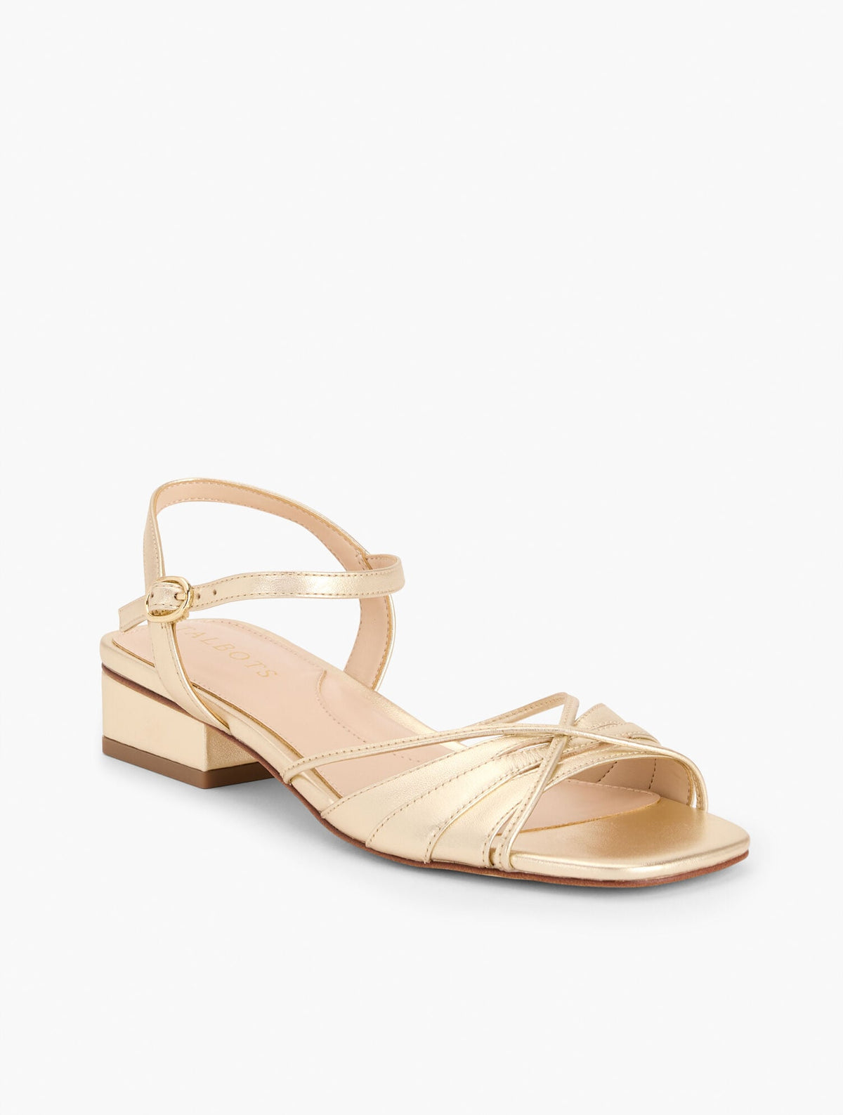 VIV STRAPPY METALLIC NAPPA BLOCK HEEL SANDALS | Talbots