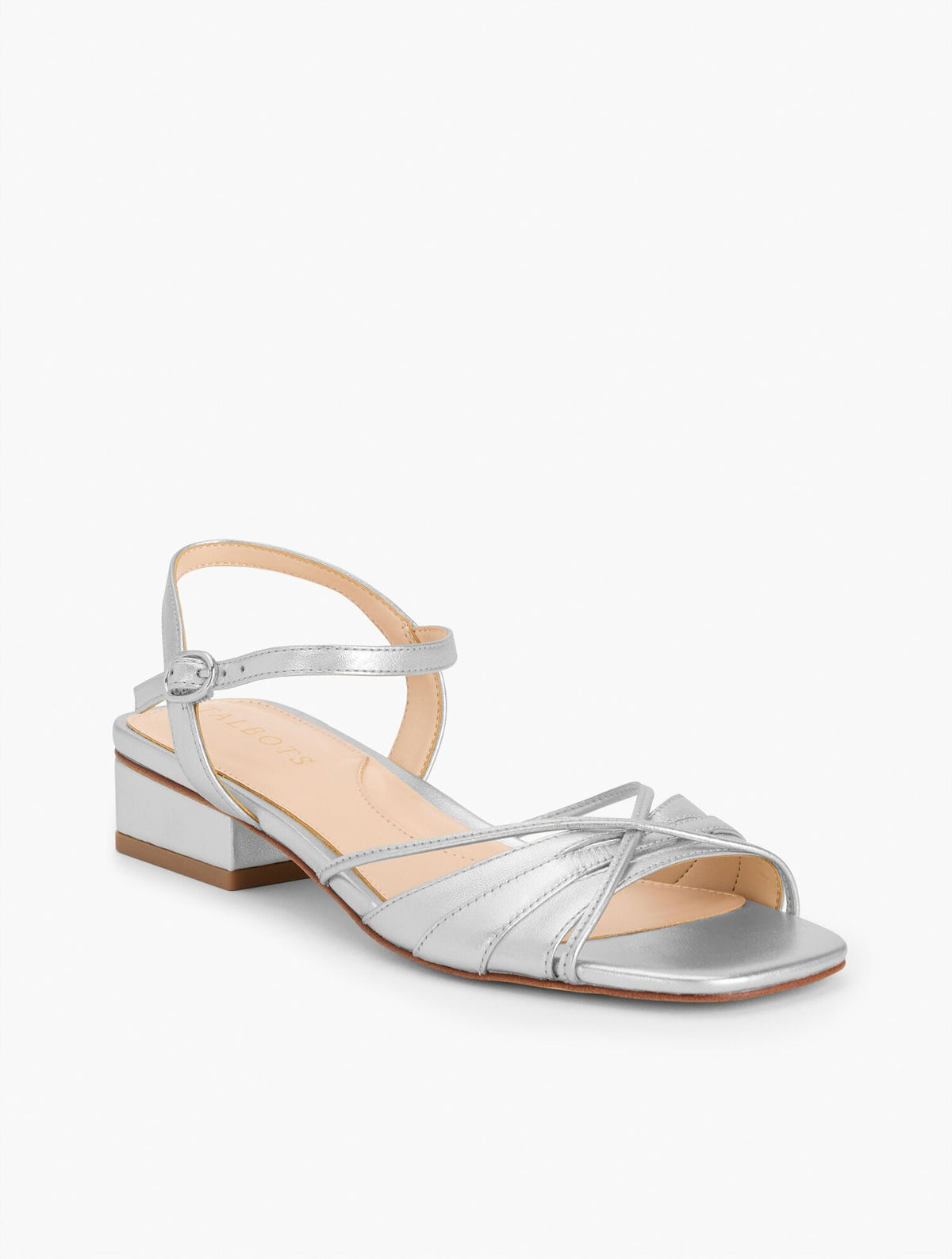 VIV STRAPPY METALLIC NAPPA BLOCK HEEL SANDALS | Talbots