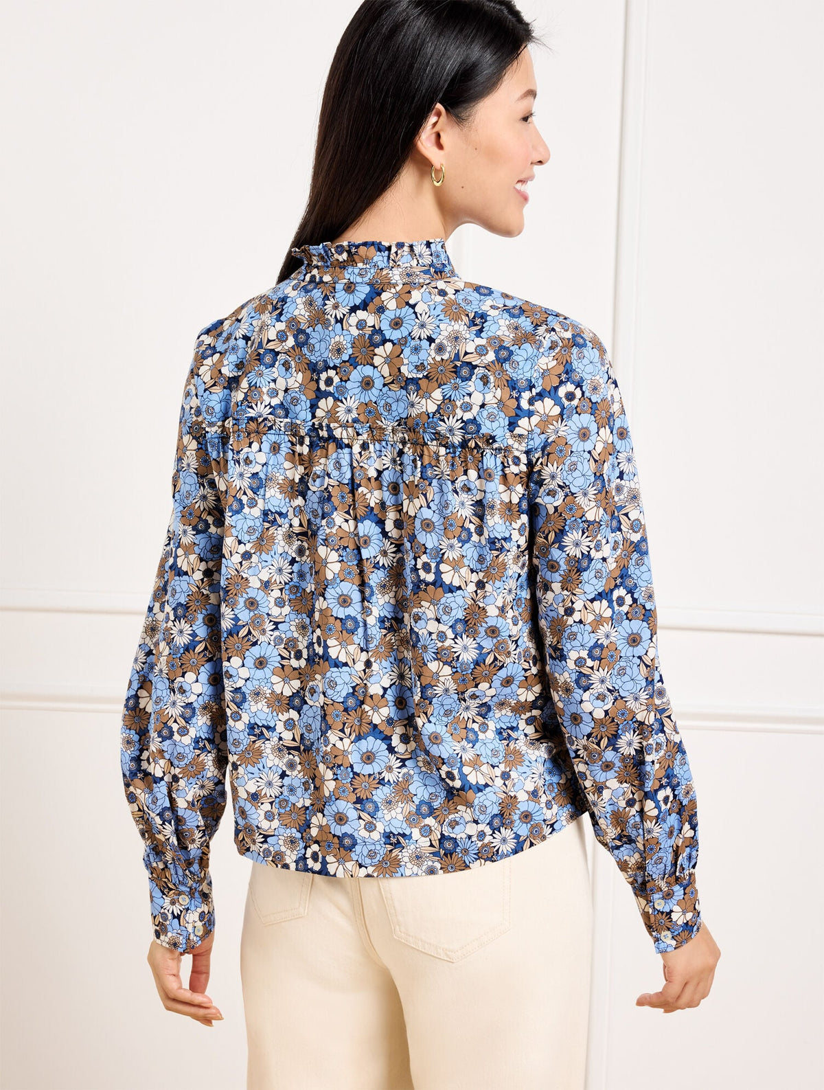RUFFLE SHORT SHIRT - GATHERED BLOSSOMS | Talbots