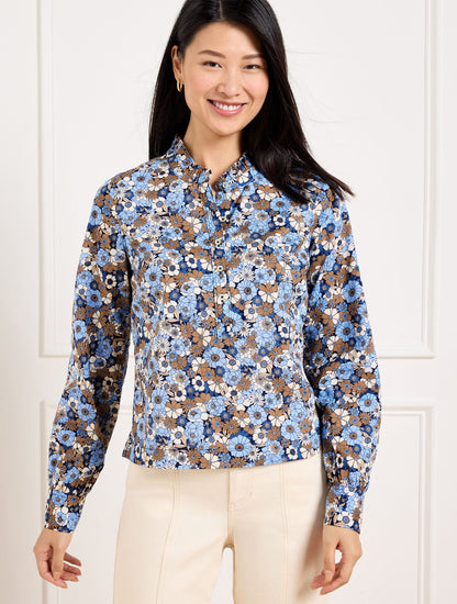 RUFFLE SHORT SHIRT - GATHERED BLOSSOMS | Talbots