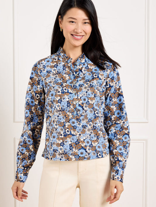 RUFFLE SHORT SHIRT - GATHERED BLOSSOMS | Talbots