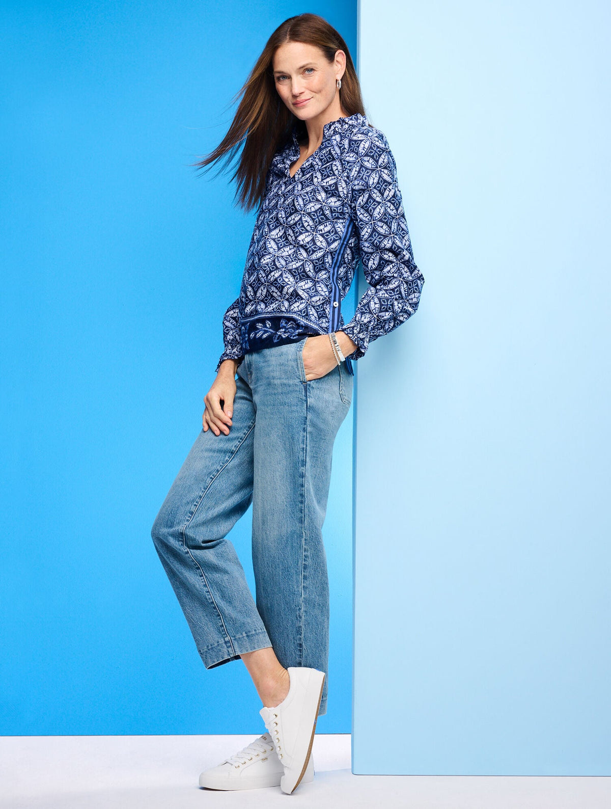 SIDE BUTTON TOP - MEDALLION TIE-DYE | Talbots