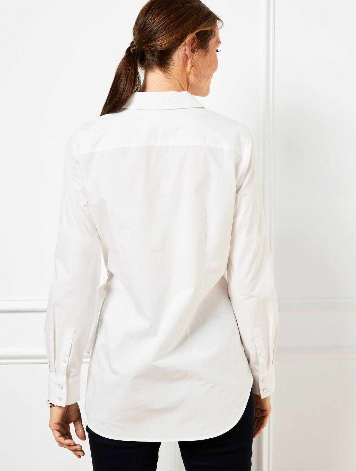 TIE FRONT DRAPED POPLIN SHIRT | Talbots