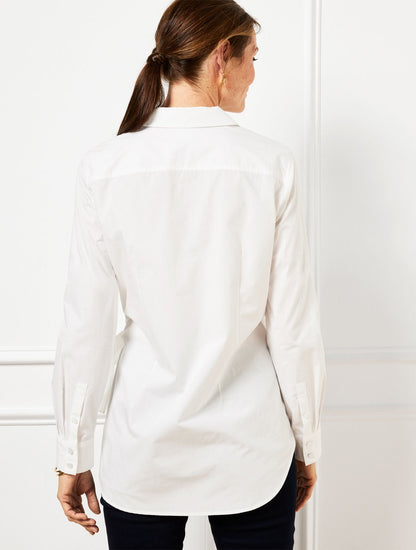 TIE FRONT DRAPED POPLIN SHIRT | Talbots