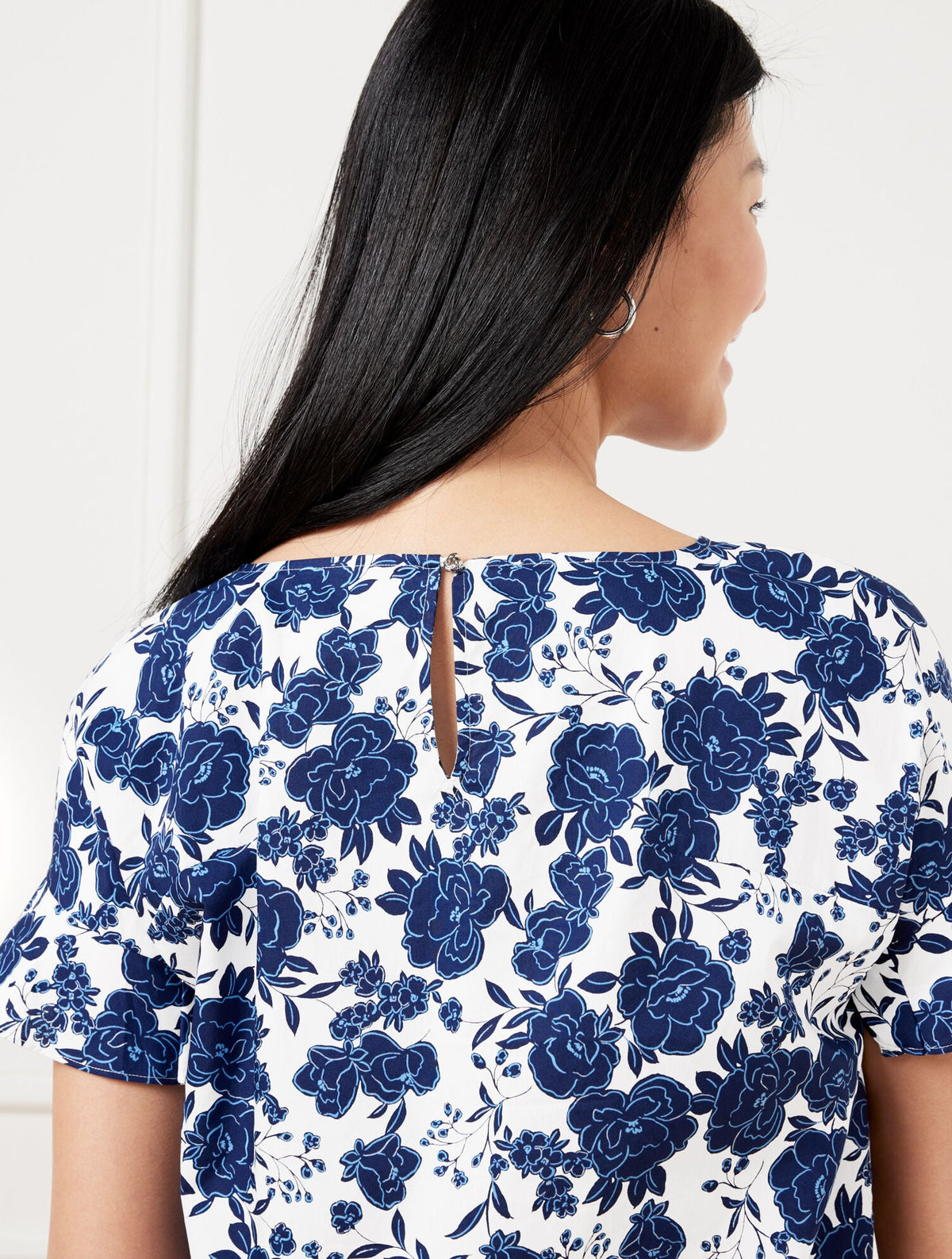 TIE FRONT TOP - BLUSHING ROSES | Talbots