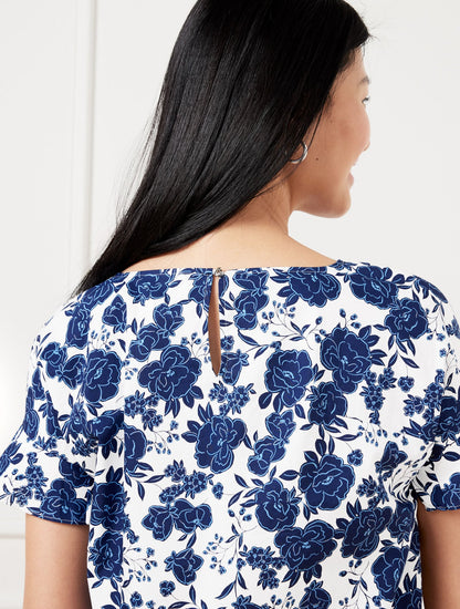TIE FRONT TOP - BLUSHING ROSES | Talbots