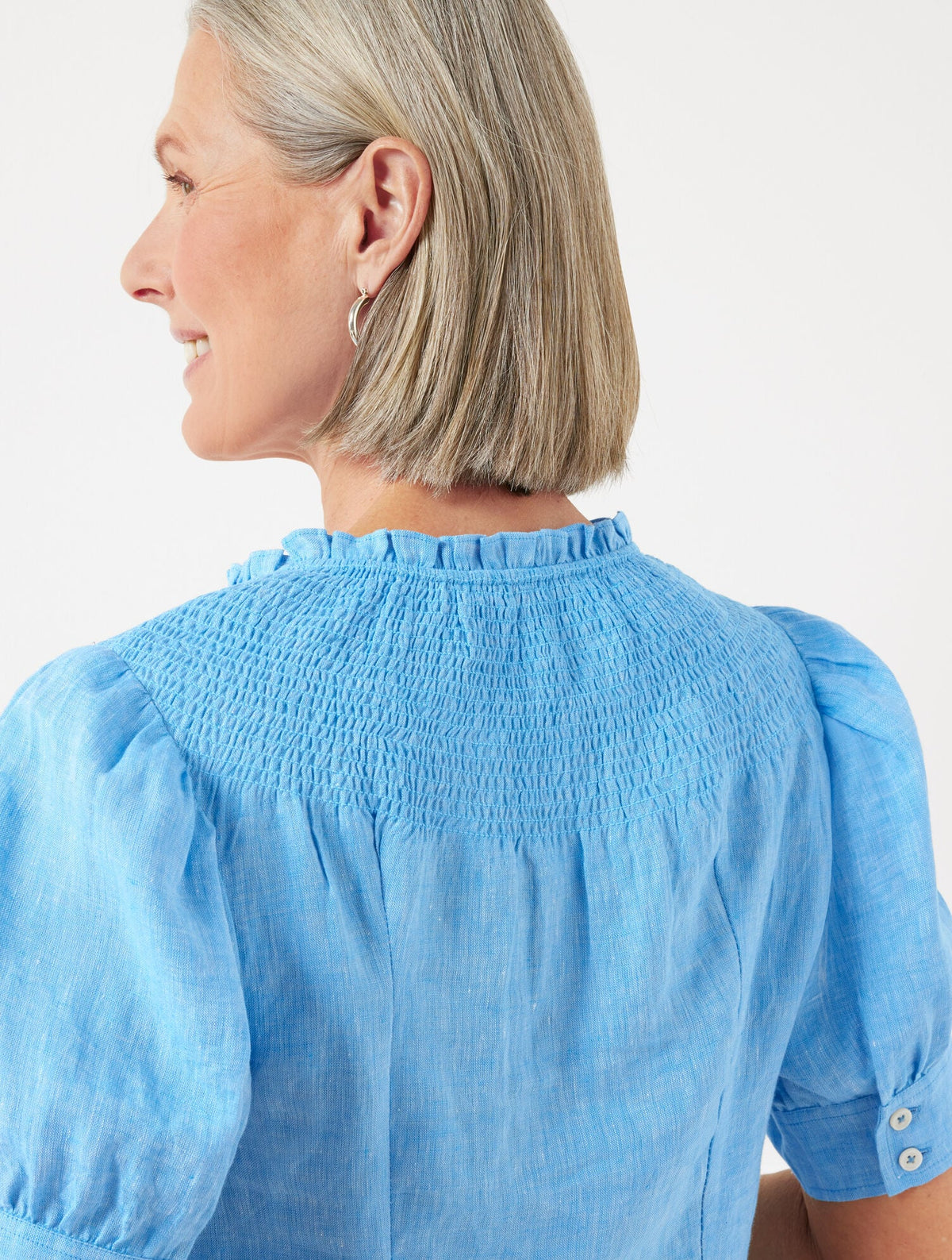 LINEN SMOCKED TOP | Talbots
