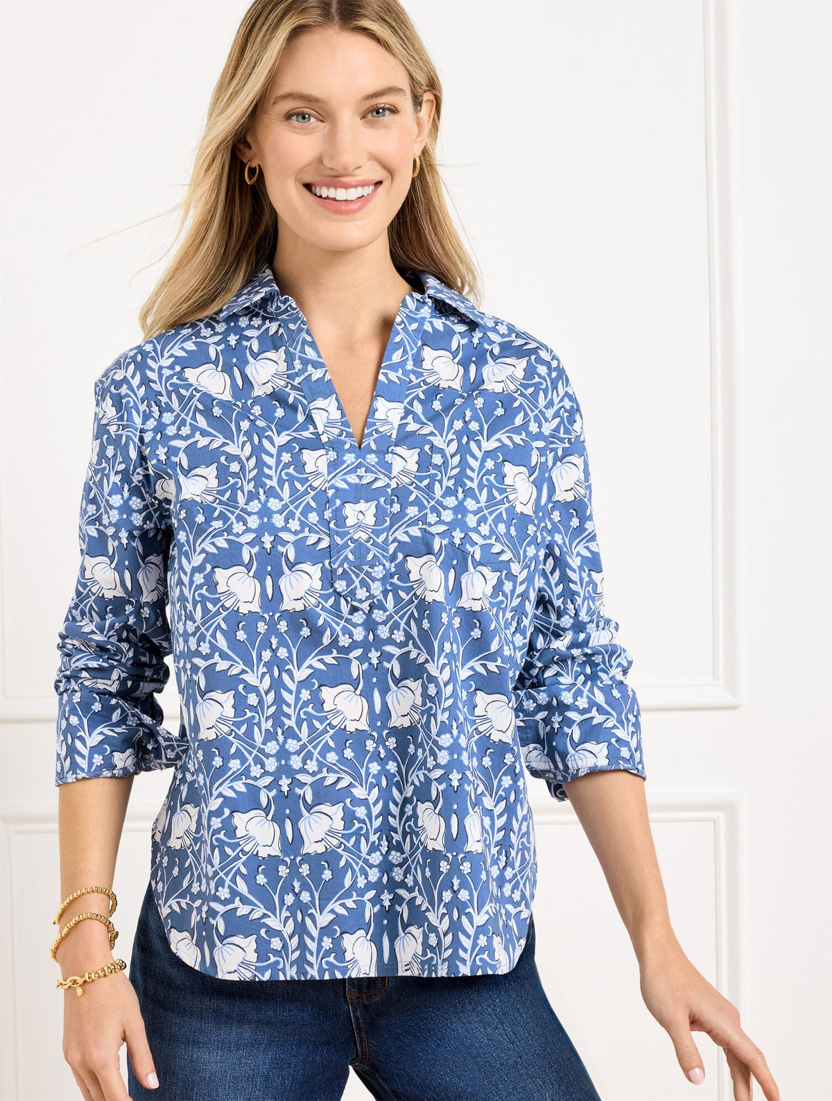 SHORT SHIRT - INTRICATE FLOWERS | Talbots
