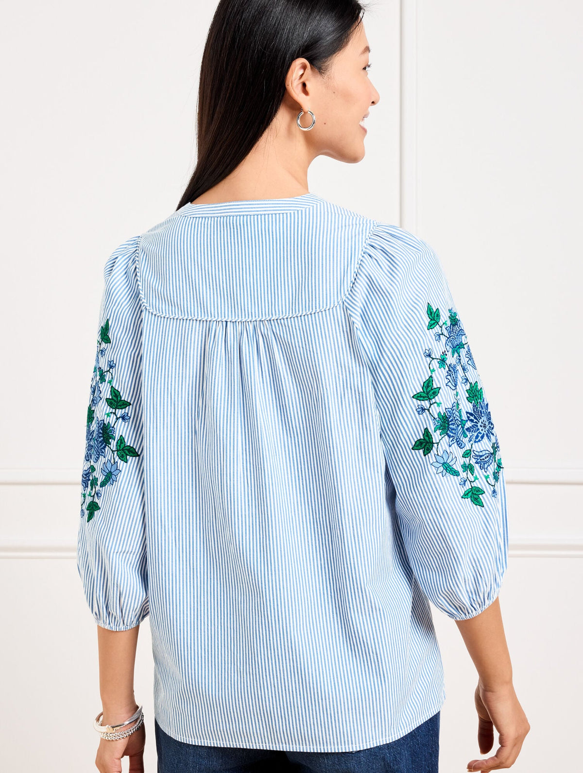 EMBROIDERED STRIPE POPOVER | Talbots