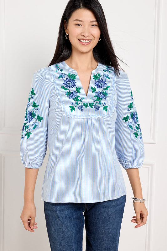 EMBROIDERED STRIPE POPOVER | Talbots