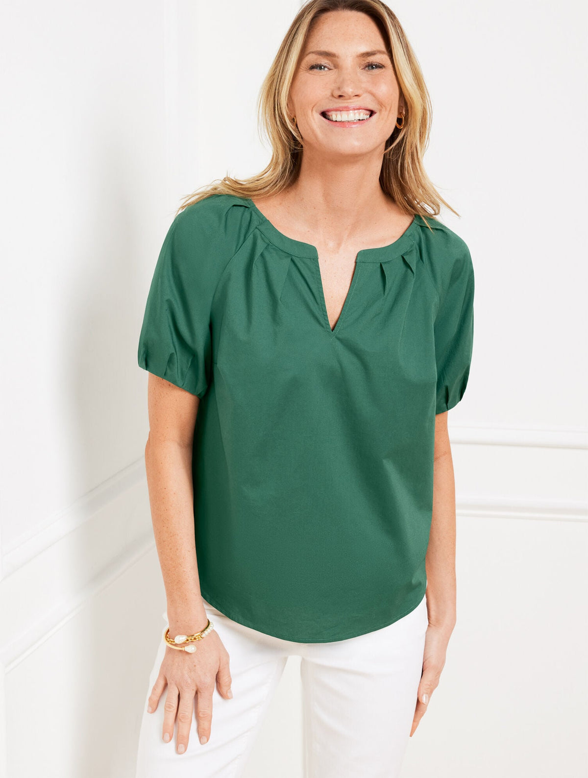 SHORT SLEEVE POPLIN TOP | Talbots
