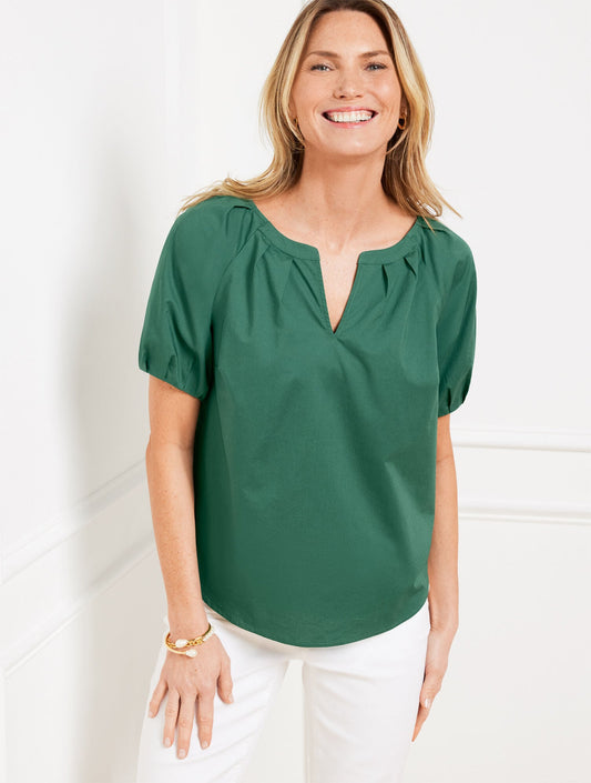 SHORT SLEEVE POPLIN TOP | Talbots