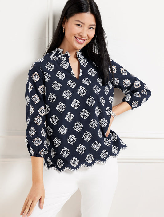 EMBROIDERED FLORAL TOP | Talbots