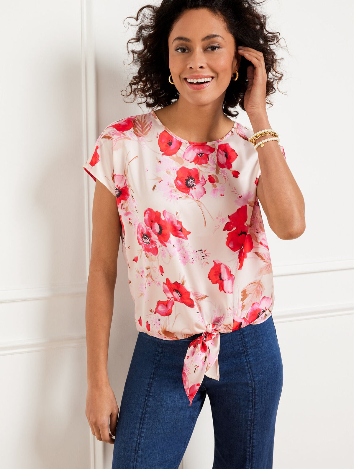 TIE HEM TOP - WATERCOLOR BOUQUETS | Talbots