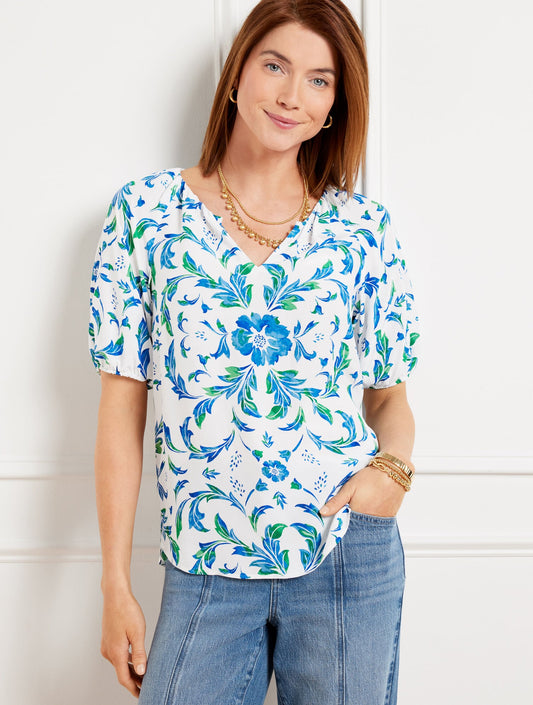 BEAUTIFUL SCROLL FLORAL TOP | Talbots