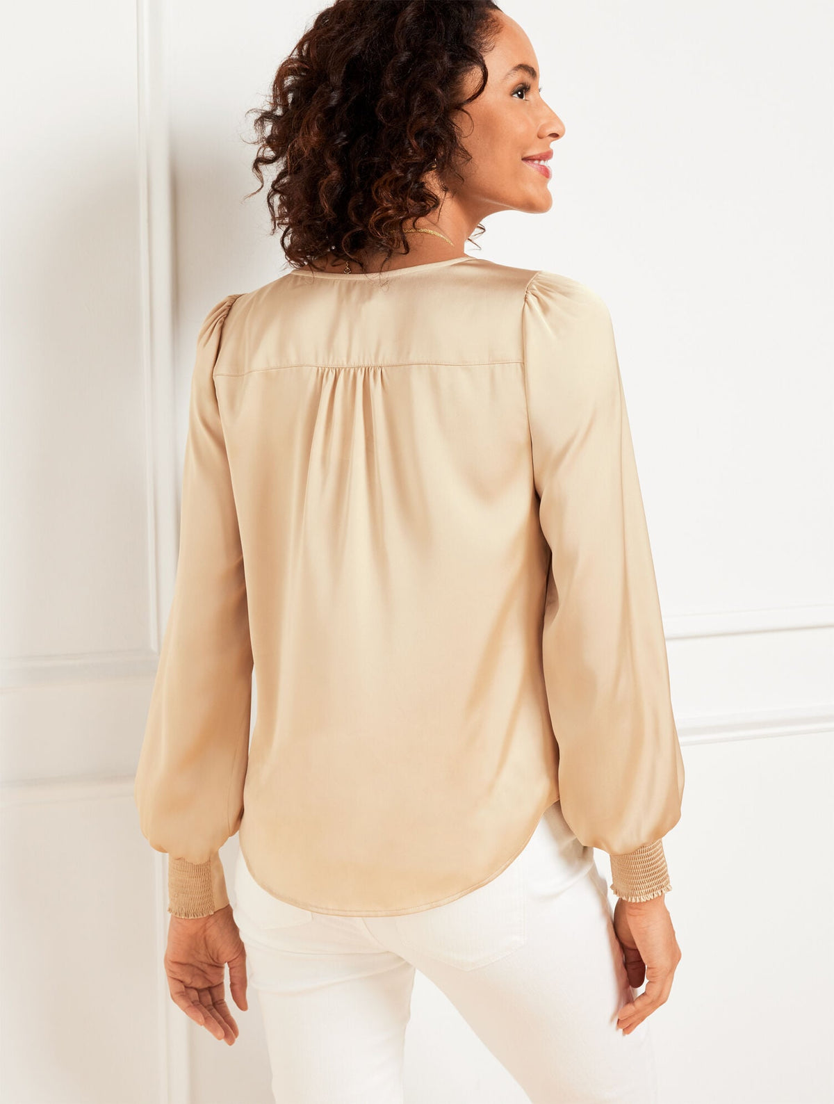 SOFT SATIN CHARMEUSE TOP | Talbots