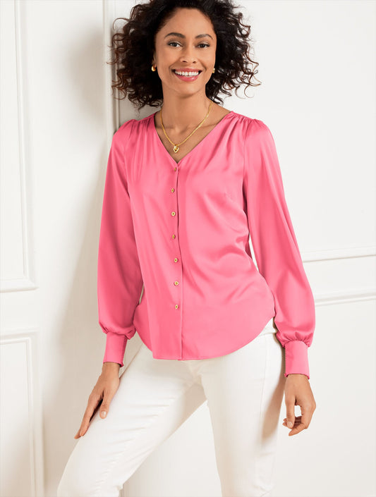 SOFT SATIN CHARMEUSE TOP | Talbots