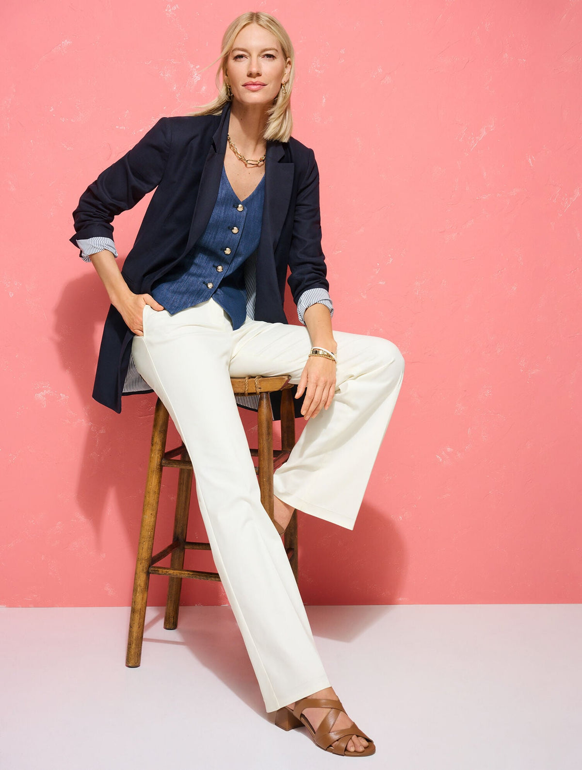REFINED DENIM VEST | Talbots