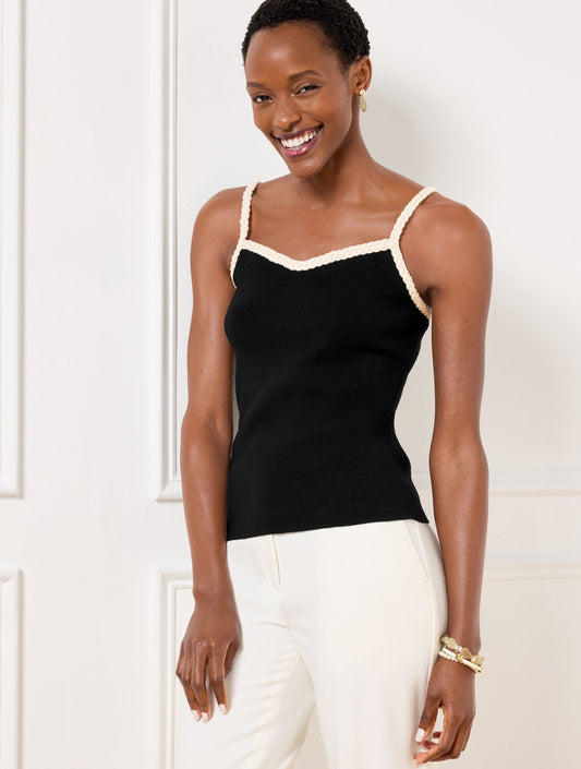 BRAIDED TRIM SWEATER SHELL | Talbots