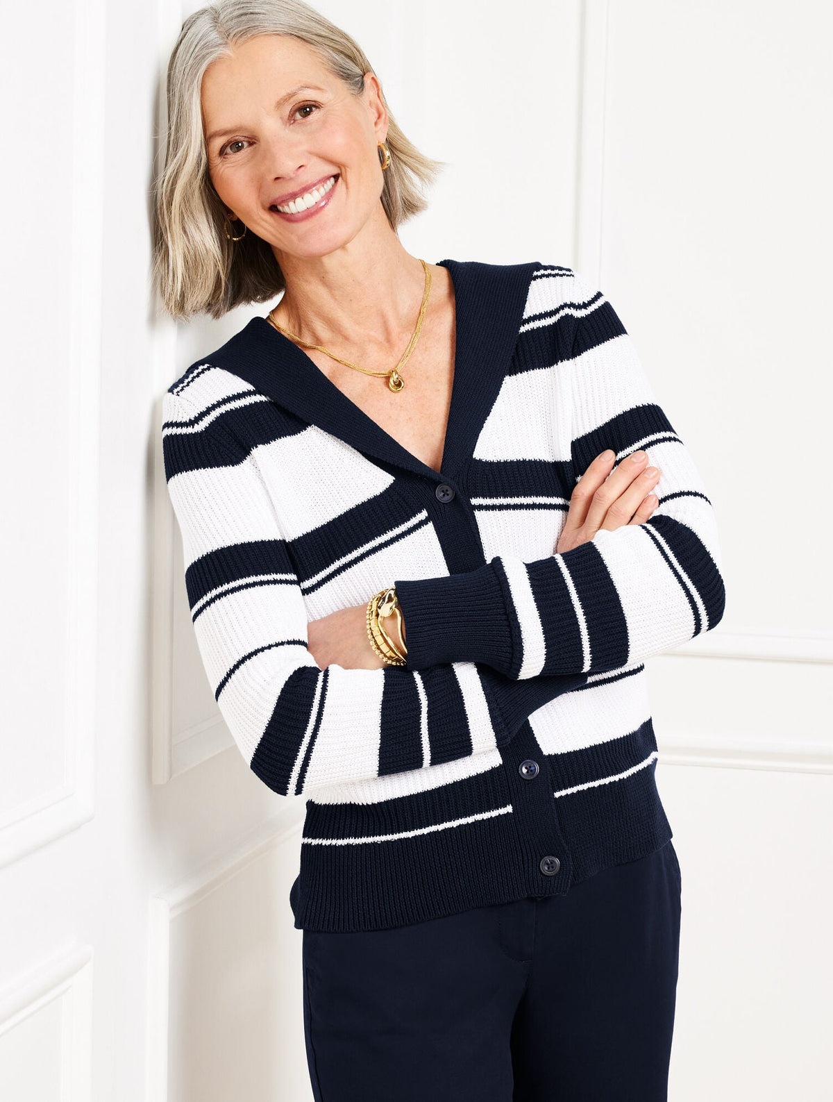 SAILOR COLLAR CARDIGAN - STRIPE | Talbots