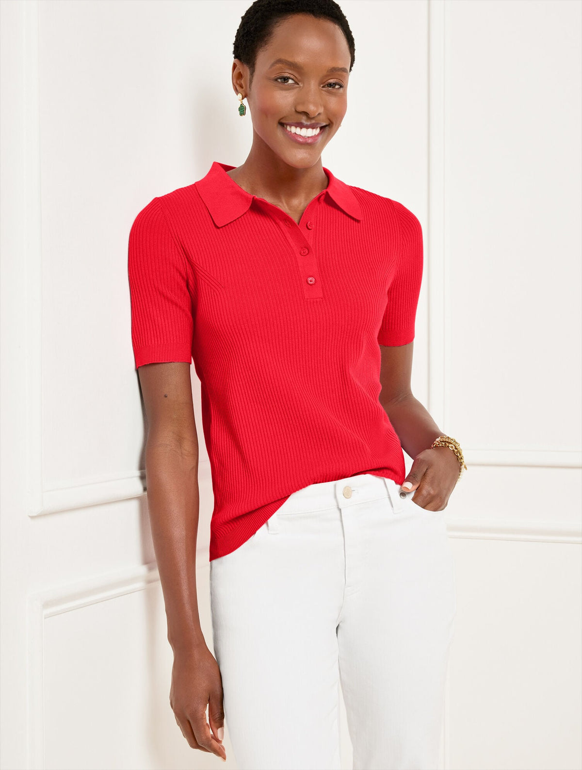 RIBBED POLO SWEATER | Talbots