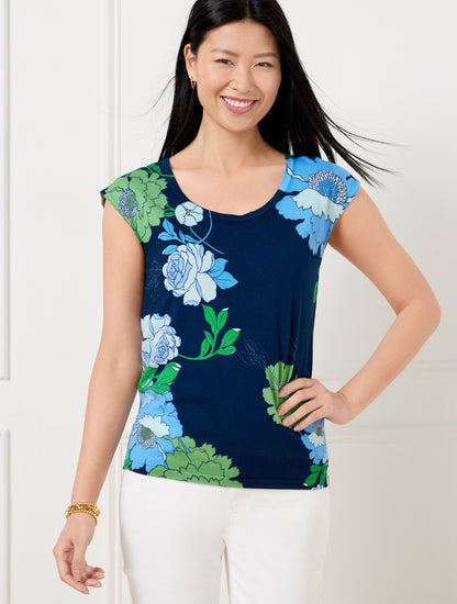 CAP SLEEVE PULLOVER - BOLD FLORAL | Talbots