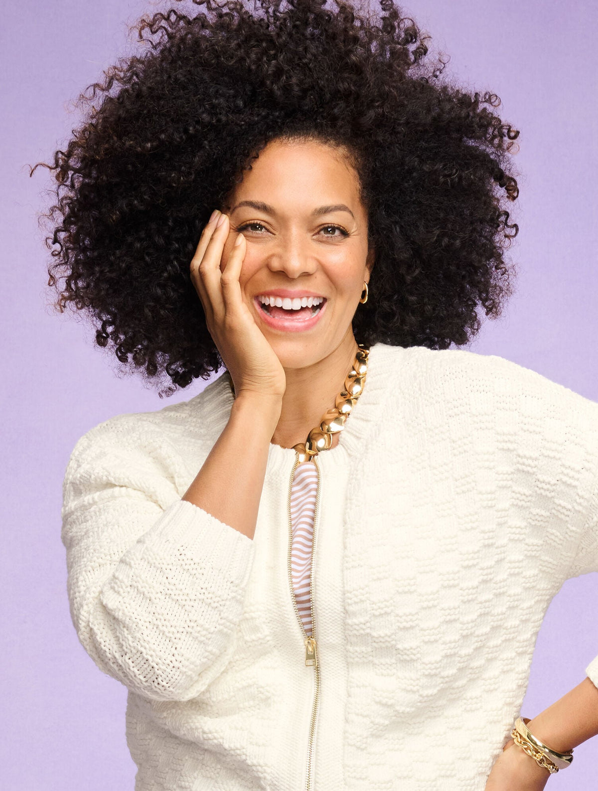 TEXTURE STITCH BOMBER CARDIGAN | Talbots