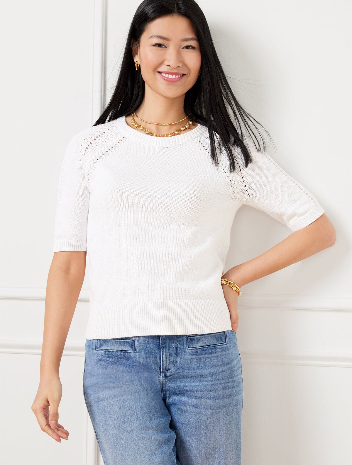 POINTELLE CREWNECK PULLOVER | Talbots