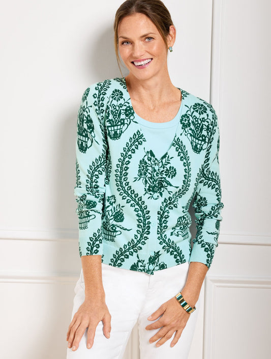V-NECK CARDIGAN - FLOWING FLORAL | Talbots