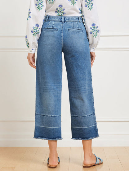 WIDE CROP RELEASED HEM JEANS - MATTITUCK WASH | Talbots