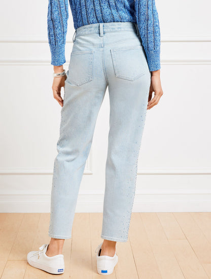 RHINESTONE STOVEPIPE STRAIGHT LEG JEANS - WINDSOR WASH | Talbots