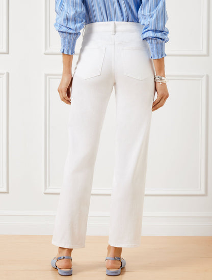 MID RISE STOVEPIPE STRAIGHT LEG JEANS - WHITE | Talbots