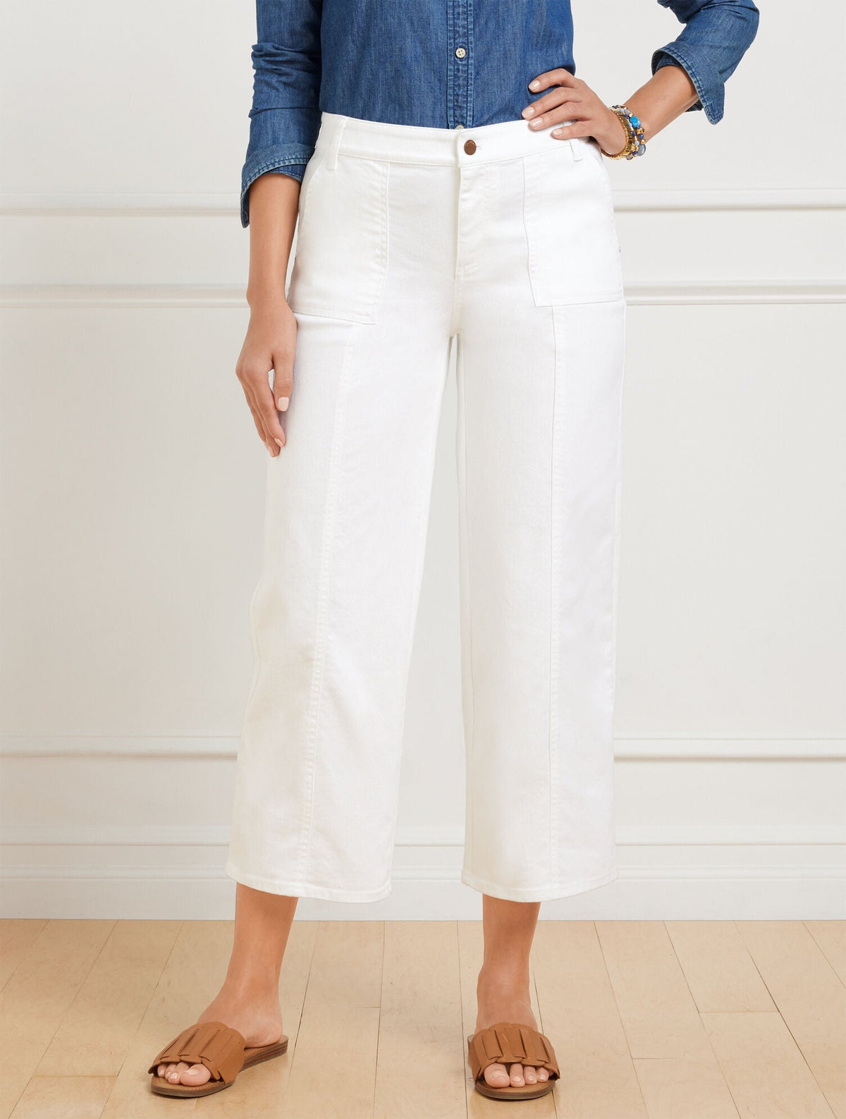WIDE CROP JEANS - WHITE | Talbots