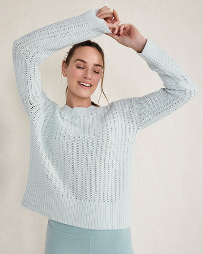 ORGANIC COTTON OPEN STITCH CREWNECK SWEATER | Talbots