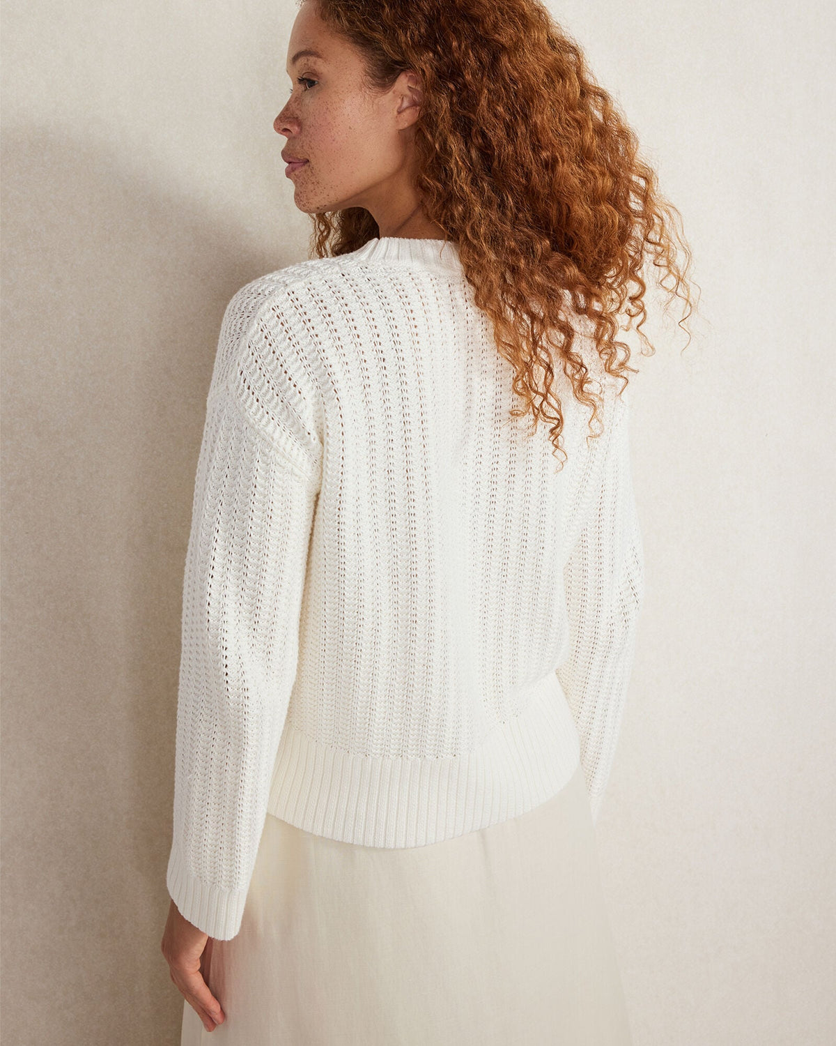 ORGANIC COTTON OPEN STITCH CREWNECK SWEATER | Talbots