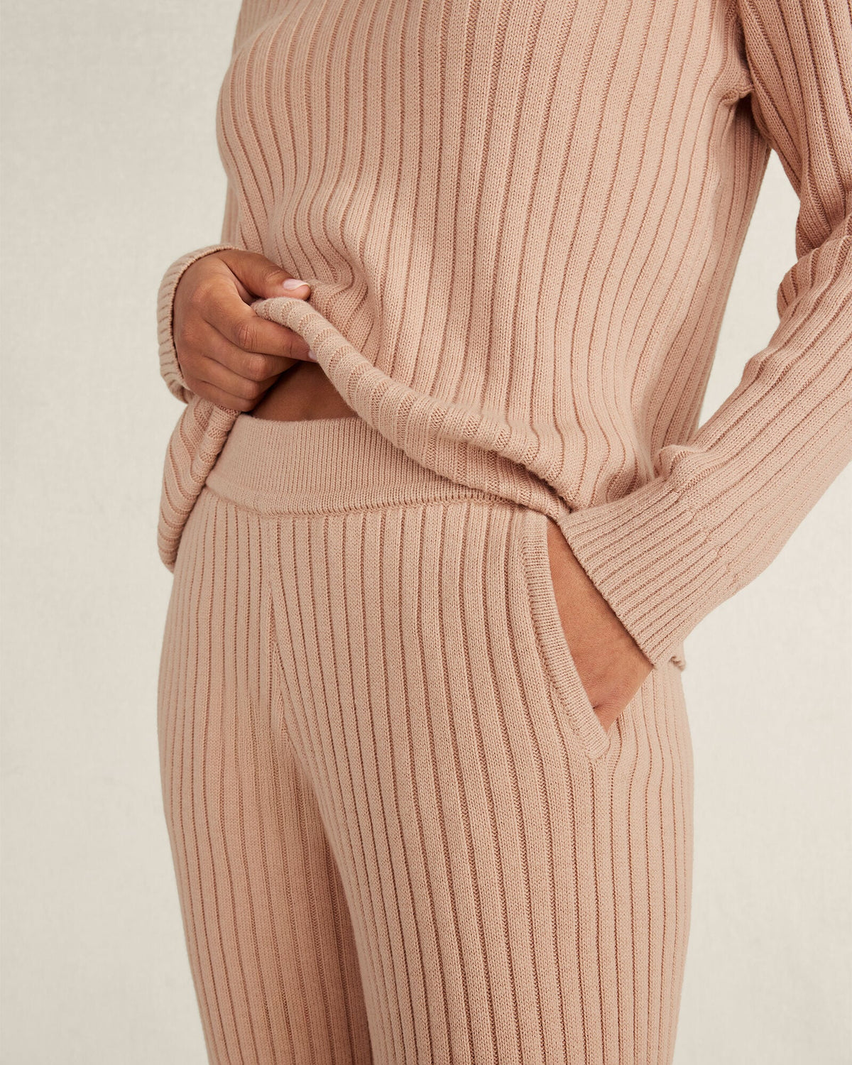 COTTON CASHMERE RIB-KNIT CROPPED PANTS | Talbots