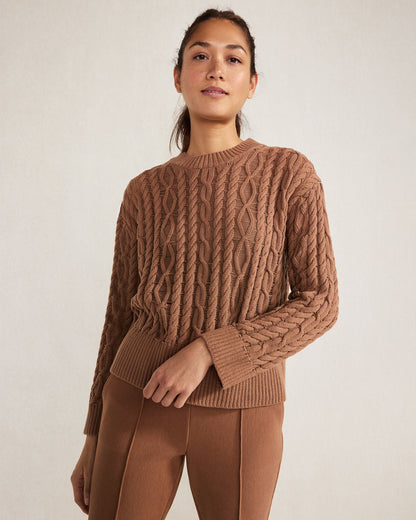 ORGANIC COTTON CABLE KNIT SWEATER | Talbots