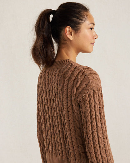ORGANIC COTTON CABLE KNIT SWEATER | Talbots