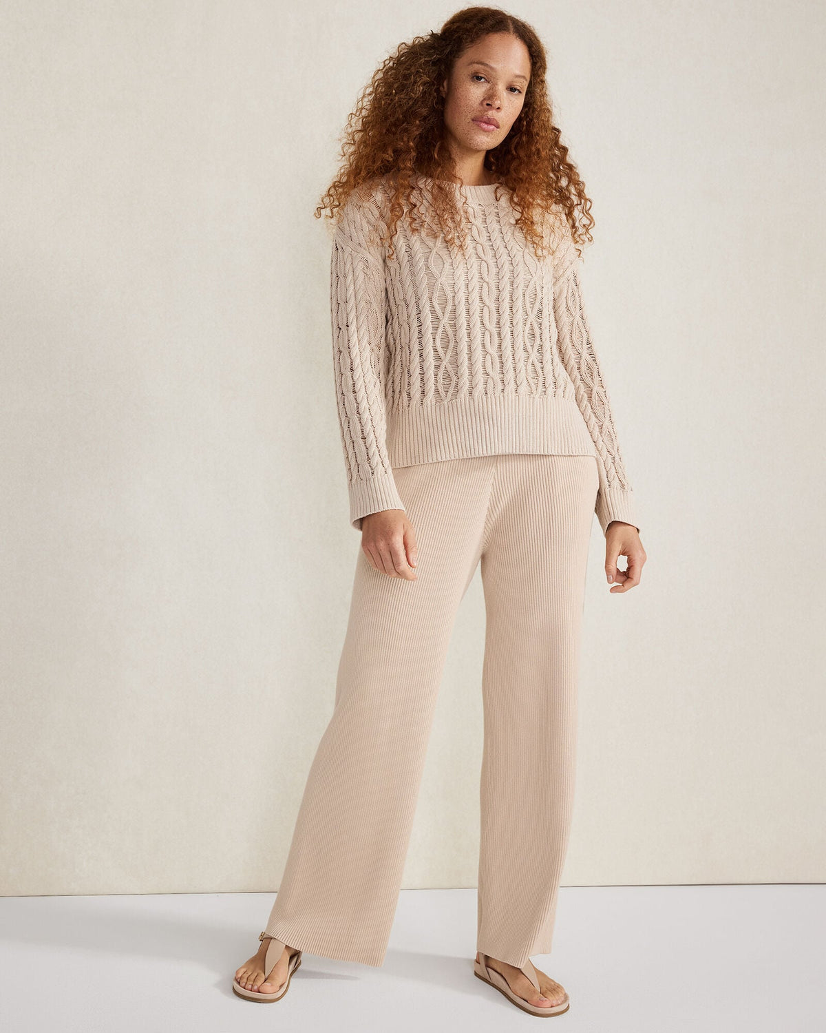 ORGANIC COTTON CABLE KNIT SWEATER | Talbots