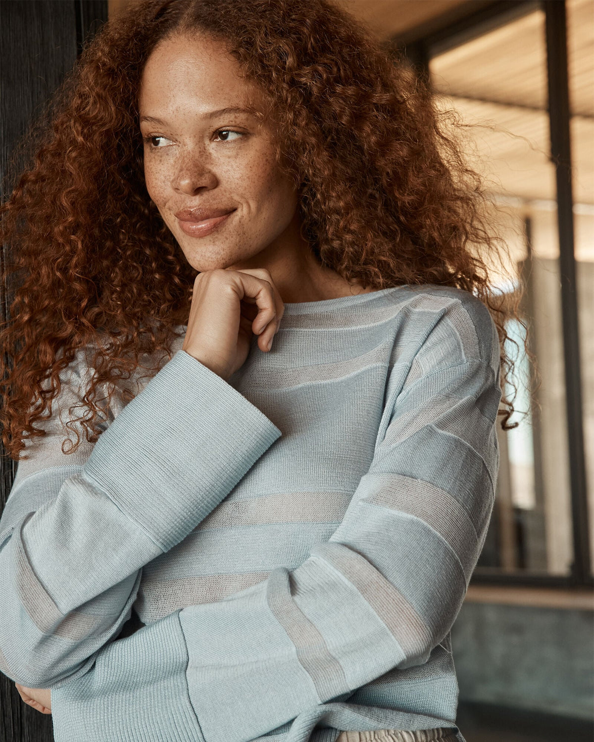 ORGANIC COTTON SHEER STRIPE BATEAU NECK SWEATER | Talbots