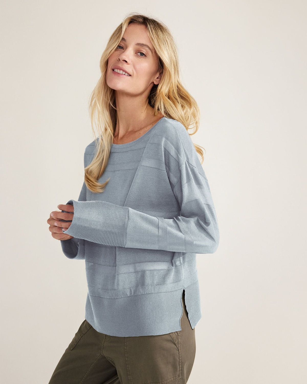 ORGANIC COTTON SHEER STRIPE BATEAU NECK SWEATER | Talbots