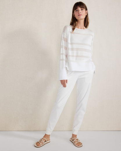 ORGANIC COTTON SHEER STRIPE BATEAU NECK SWEATER | Talbots