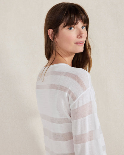 ORGANIC COTTON SHEER STRIPE BATEAU NECK SWEATER | Talbots