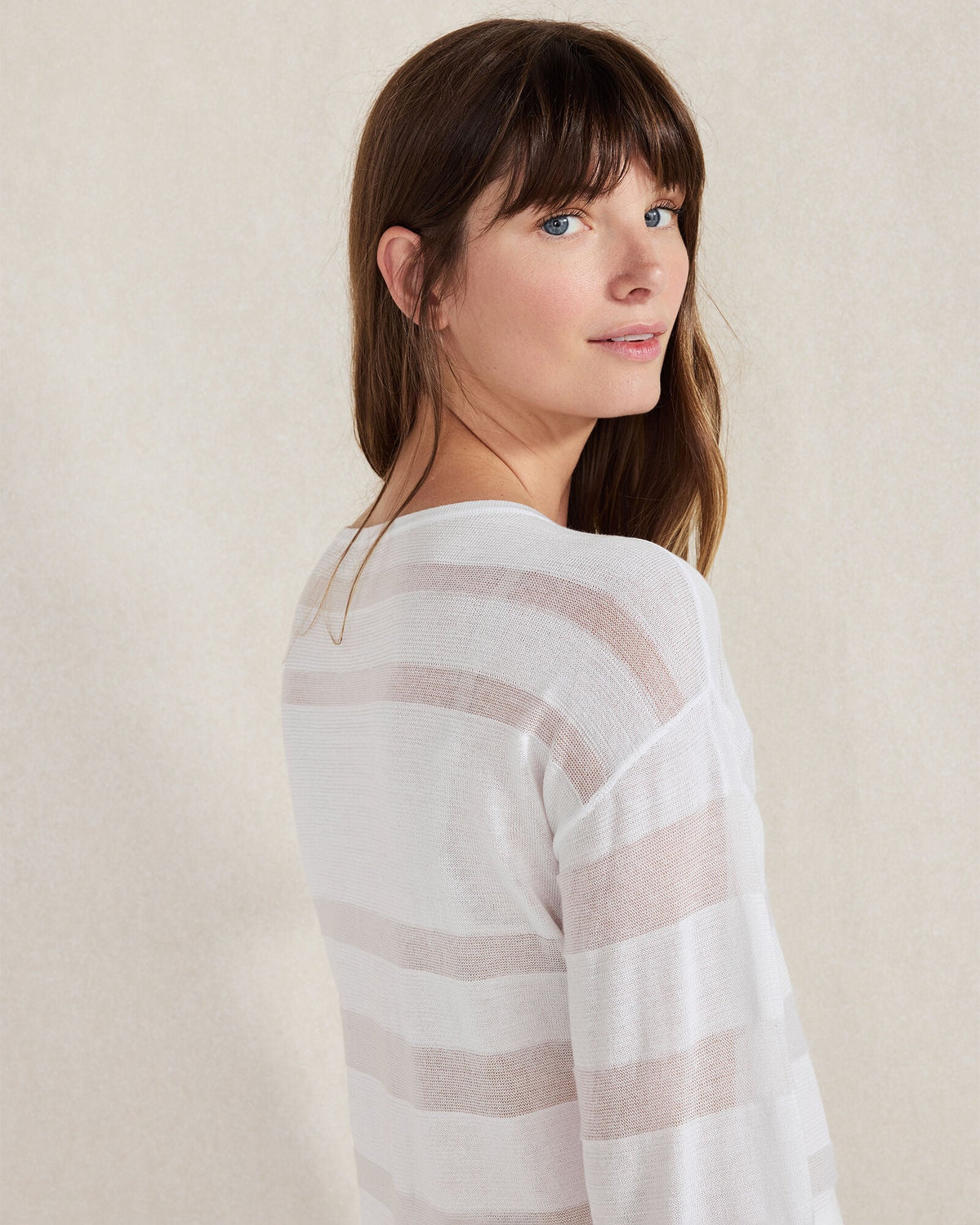 ORGANIC COTTON SHEER STRIPE BATEAU NECK SWEATER | Talbots